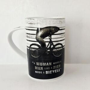 Guiness A WOMAN NEEDS A MAN LIKE A FISH NEEDS A BICYCLE coffee mug